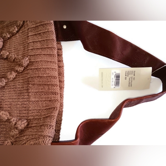 NEW UGG XLARGE LEATHER & WOOL BLEND BAG, BROWN/ MOCHA BAG - Picture 4 of 6